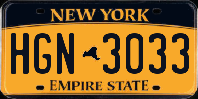 NY license plate HGN3033