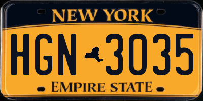 NY license plate HGN3035