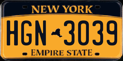 NY license plate HGN3039