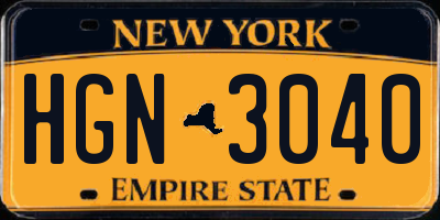 NY license plate HGN3040