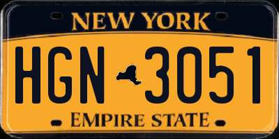 NY license plate HGN3051