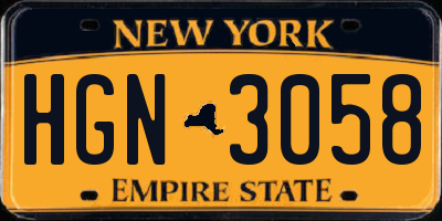 NY license plate HGN3058