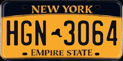 NY license plate HGN3064