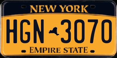 NY license plate HGN3070