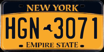 NY license plate HGN3071