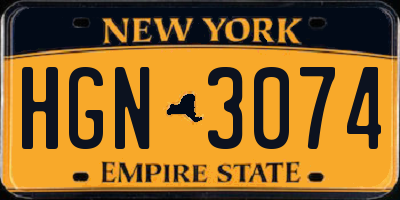 NY license plate HGN3074