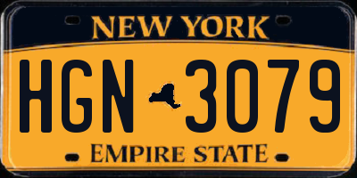 NY license plate HGN3079