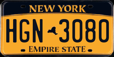 NY license plate HGN3080