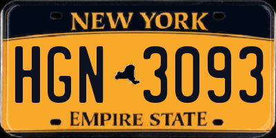 NY license plate HGN3093