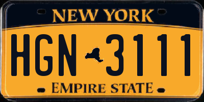 NY license plate HGN3111