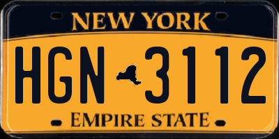 NY license plate HGN3112