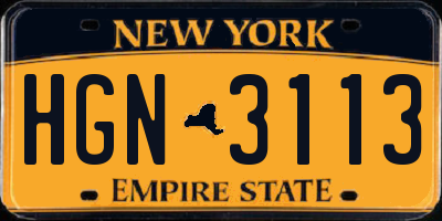 NY license plate HGN3113