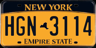 NY license plate HGN3114