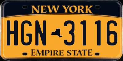 NY license plate HGN3116