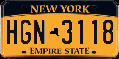 NY license plate HGN3118