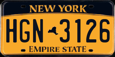 NY license plate HGN3126