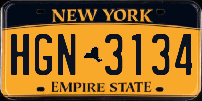 NY license plate HGN3134