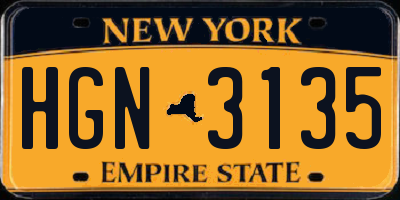 NY license plate HGN3135