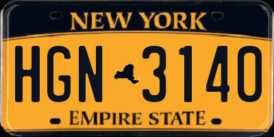 NY license plate HGN3140