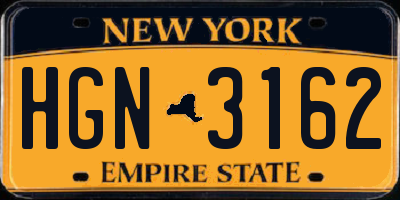NY license plate HGN3162