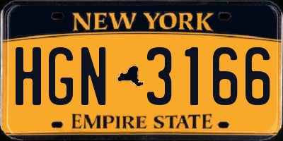 NY license plate HGN3166