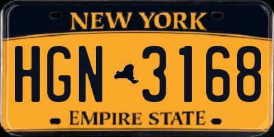 NY license plate HGN3168
