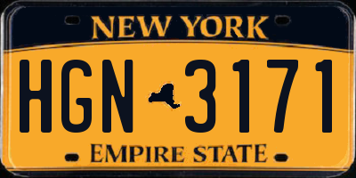 NY license plate HGN3171