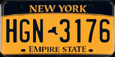 NY license plate HGN3176