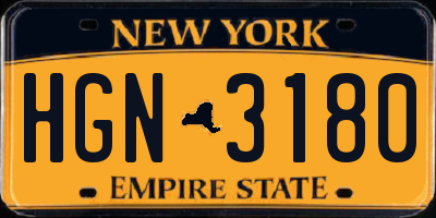 NY license plate HGN3180