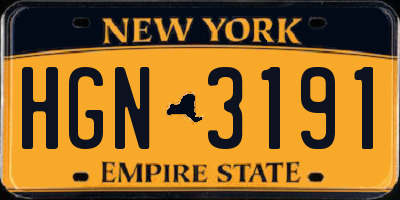 NY license plate HGN3191