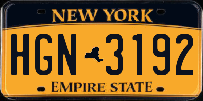 NY license plate HGN3192