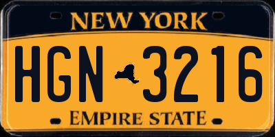 NY license plate HGN3216
