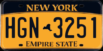 NY license plate HGN3251