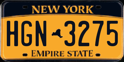 NY license plate HGN3275