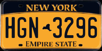 NY license plate HGN3296