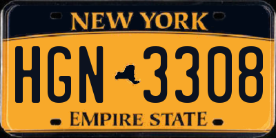 NY license plate HGN3308