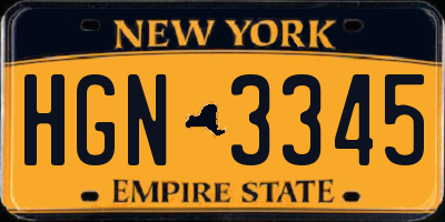 NY license plate HGN3345
