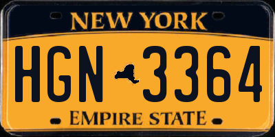 NY license plate HGN3364