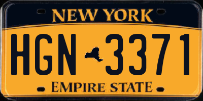NY license plate HGN3371