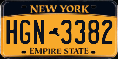 NY license plate HGN3382