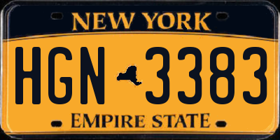 NY license plate HGN3383