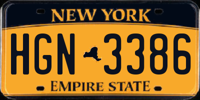 NY license plate HGN3386