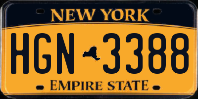 NY license plate HGN3388