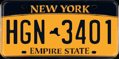 NY license plate HGN3401