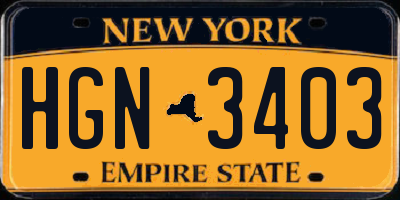 NY license plate HGN3403