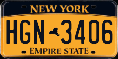 NY license plate HGN3406