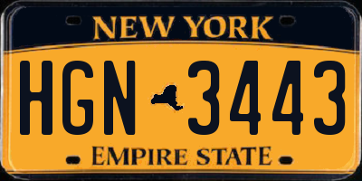 NY license plate HGN3443