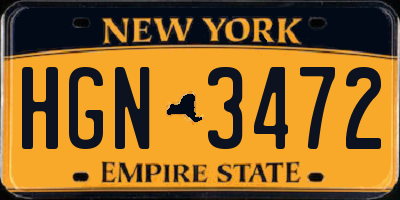 NY license plate HGN3472