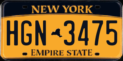 NY license plate HGN3475