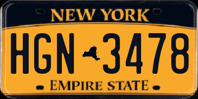 NY license plate HGN3478
